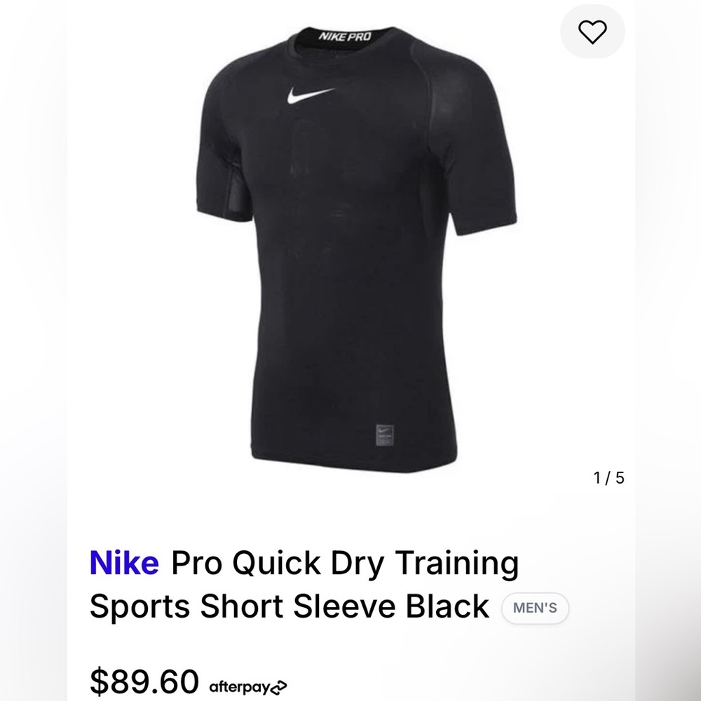 Nike Pro Black Performance Shirt Size Small